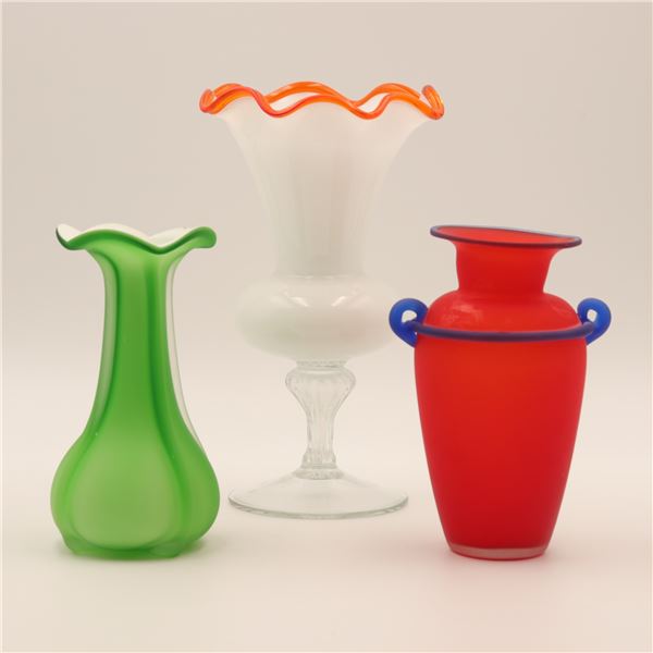 Collection of Three Hand-Blown Art Glass Vases