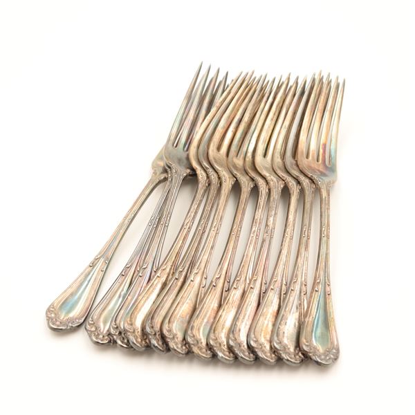 Set of 23 Antique Silver-Plated Flatware Pieces – R.W. Wallace Forks & French Teaspoons
