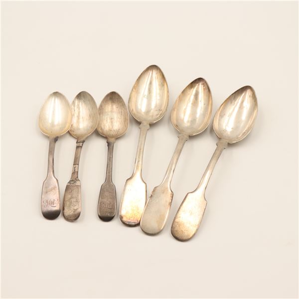 Set of 6 Antique Silver Spoons – British & Continental (L. Posen 800)