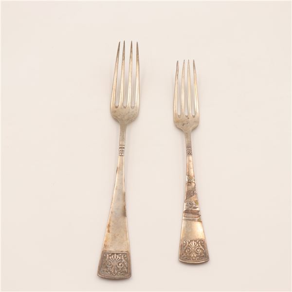 Pair of Early 19th-Century English Sterling Silver Fiddle Pattern Forks