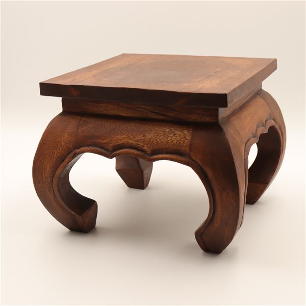 Pair of Hand-Carved Wooden Plant Stands / Stools