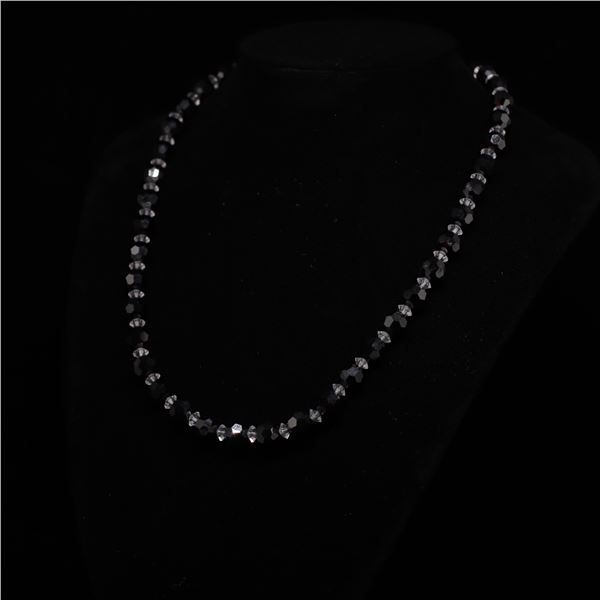 Black Crystal Bead Necklace & Earrings Set