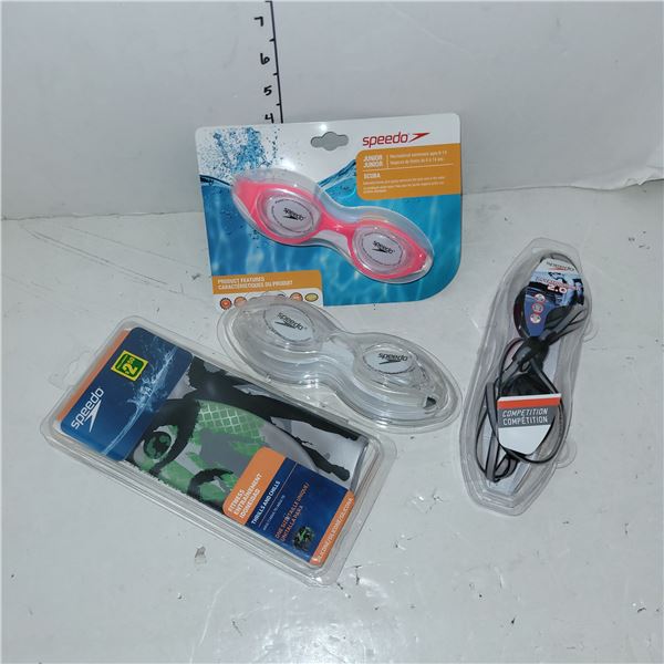 Lot of 4 New Speedo Items - Swimming Cap, 3x Goggles