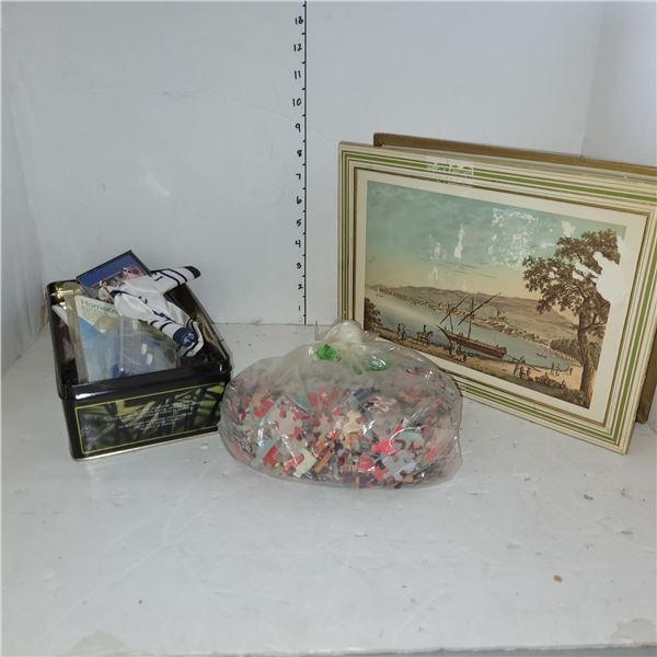 Coca Cola Puzzle (no box), Cardboard Trinket Box, + Tin w/ Contents