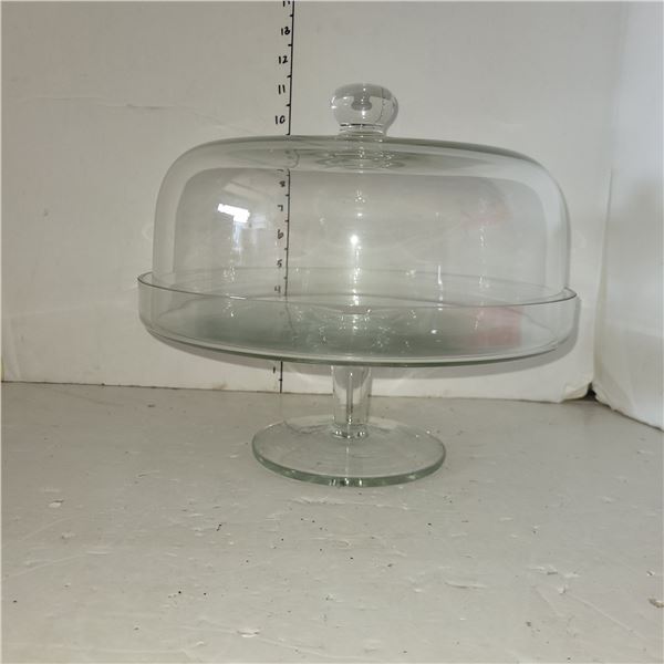 Beautiful Glass Cake Stand with Lid (not anchor hocking)