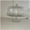 Image 1 : Beautiful Glass Cake Stand with Lid (not anchor hocking)