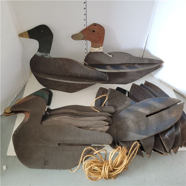 Lot of 9 Wooden Duck Decoys