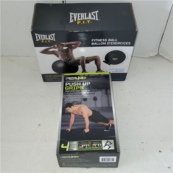 New Everlast FIT Fitness Ball & Per-M Push Up Grips