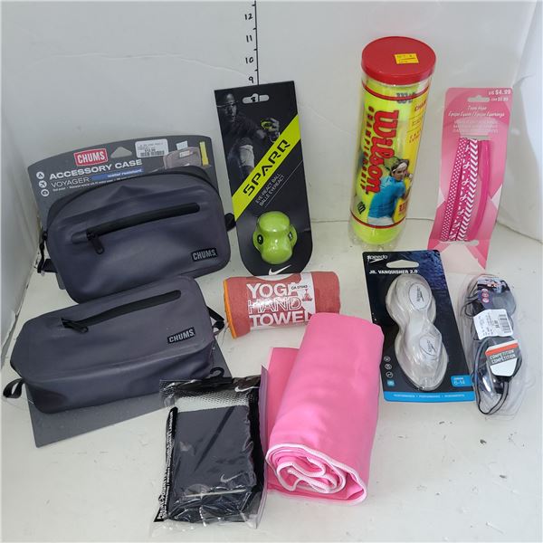Mixed Sports Accessory Lot - Goggles, Towels, Tennis Balls ++