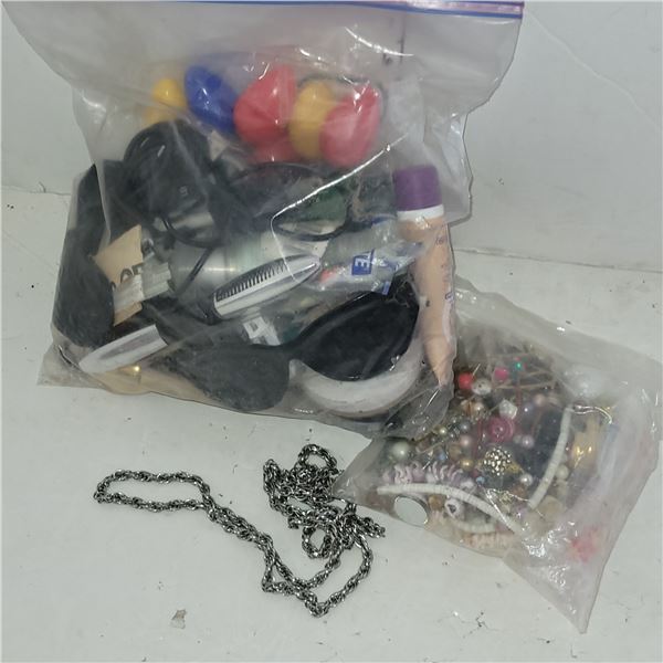 Ziploc Bag of Crafting Jewellery (some silver I think) + Ziploc Baggie of Mixed Goods