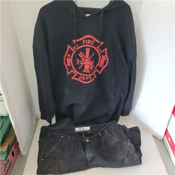 Fire Dept Hoodie Sz XL and Carthartt Jeans Sz 34x34