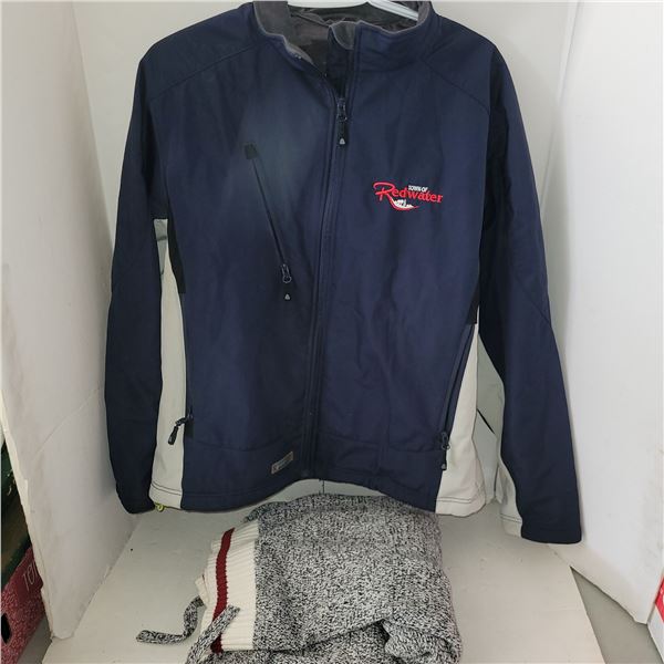 Mens Large Redwater Jacket & Ladies Sock Monkey Sweater Sz 1X