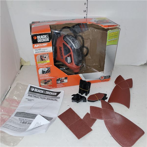Black & Decker Mouse Palm Sander with Sand Paper and Attachements - Used Once