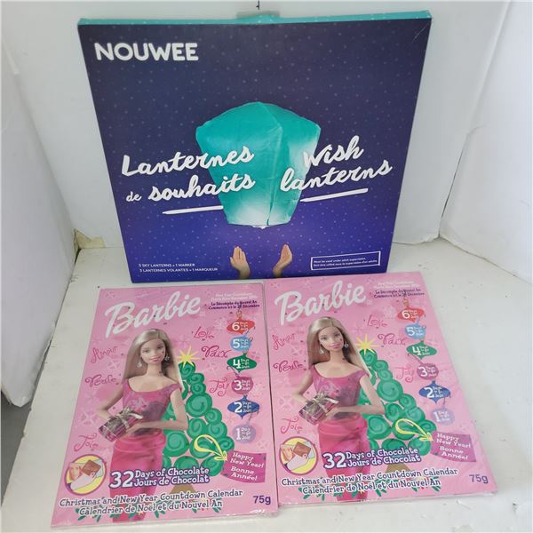 New Wish Lanterns Kit + 2 Vintage Barbie Advent Calendars (new but old)