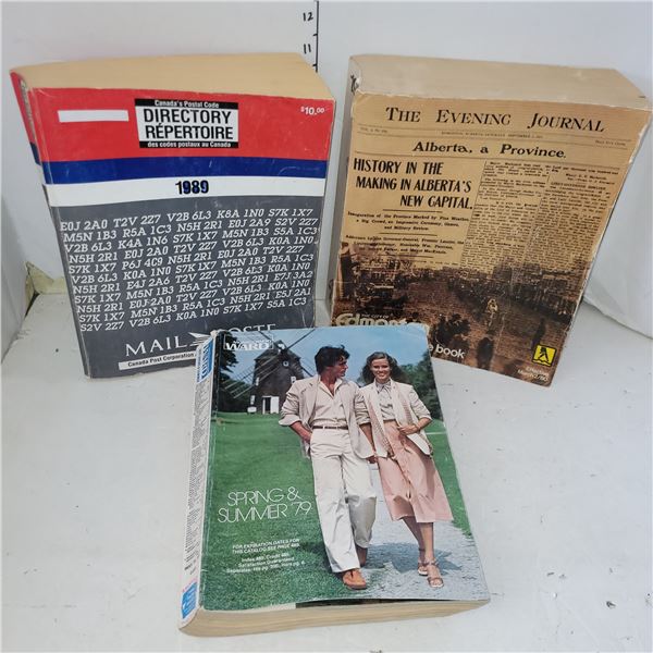 Lot of 3 Vintage Books - Canada Post Postal Code, Edmonton Phone Book, 1979 Ward Catalogue