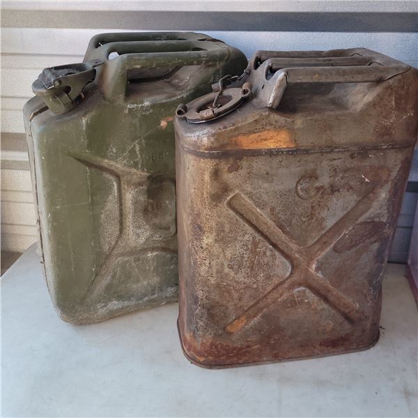 Lot of 2 Vintage Metal Gerrry Cans