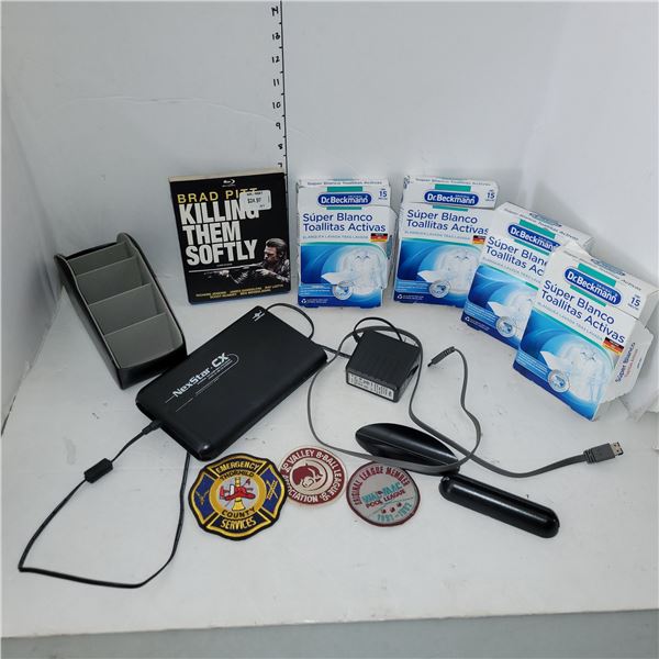 Misc Estate Lot - Patches, Card Holder, Laundry Whitner +