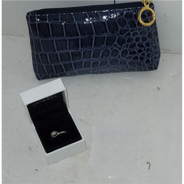 Estee Lauder Makeup Bag 2/ Pandora Halo Ring Marked 925 ALE