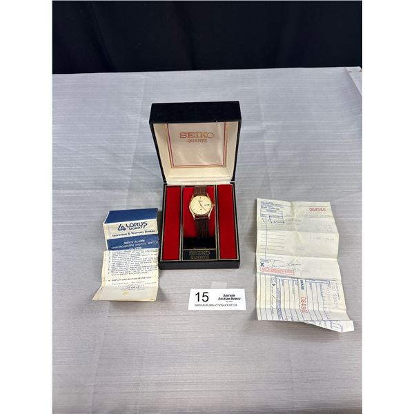 1986 Seiko Quartz Watch in Original Box and Original Reciept