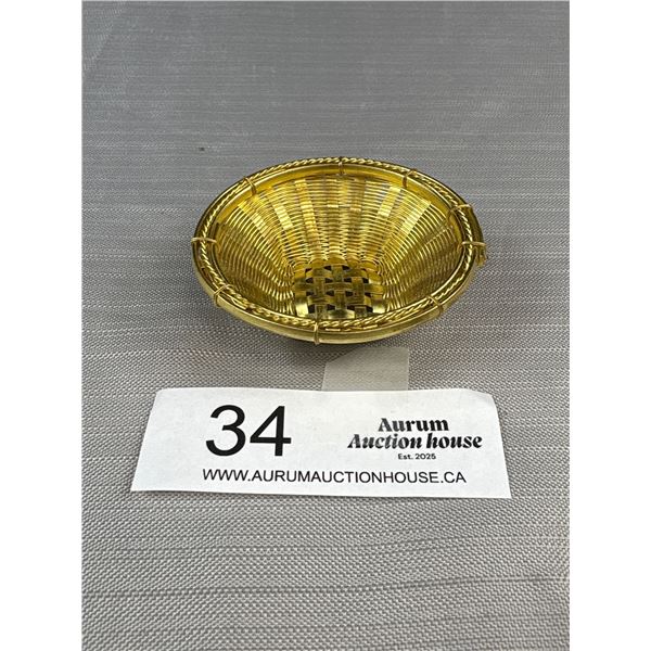Antique 22k Gold Plateded Basket, Quality