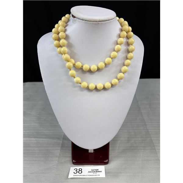 Designer Signed "Joan Rivers" Gold Bead + Celluloid Necklace