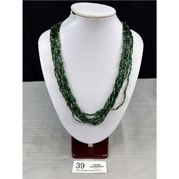Vintage Bohemian Glass Bead Necklace w/ Original Tag by Designer Continental
