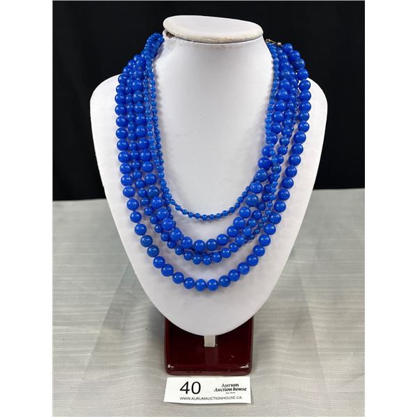 Vintage Never Worn Designer "Monet" Gold Bead C.1970s Necklace w White Glass Beads Marked $75.00