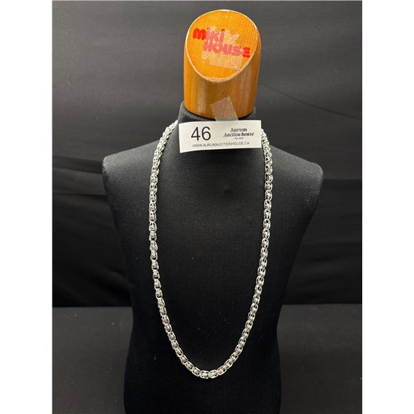 Vintage Large Unique Link Silver Necklace Solid Quality