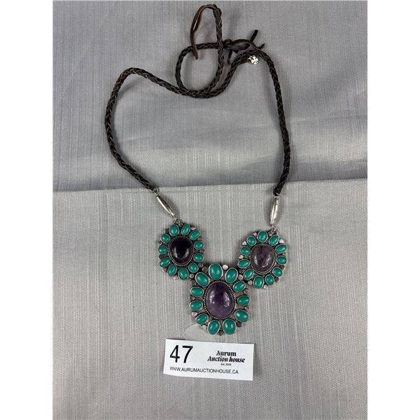 Vintage Sterling Silver 925 Milky Quartz Stone Beads on Chain Quality