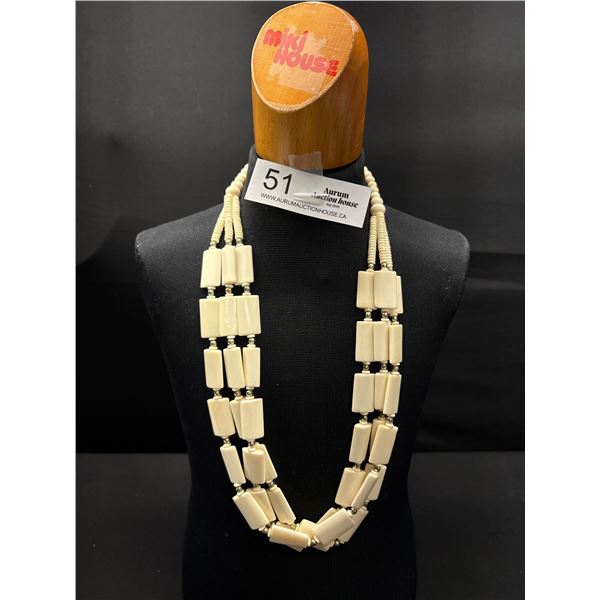 Vintage C.1980s Runway Fashion Multistrand Quality Bone/Ivory Necklace