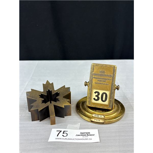 Air Canada Paperweight and Vancouver Sun Desk Calendar