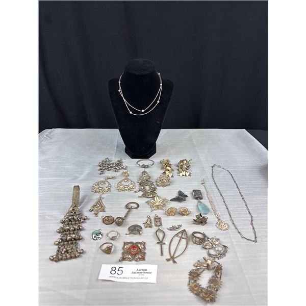 Large Lot Tribal and Other Silver Jewelry - Untested
