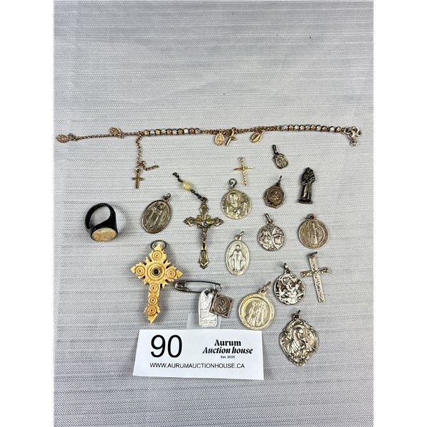 Lot of Religious Medals and Items - Some are Sterling Silver