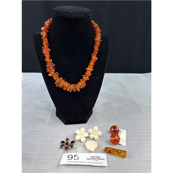 Assortment of Amber and Ivory Jewelry