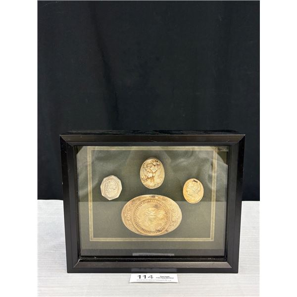 Professionally Framed 11" x 9" Shadow Box with 4 Cameos