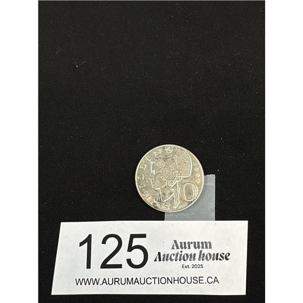 Austria 10 Schilling Silver Coin 1958