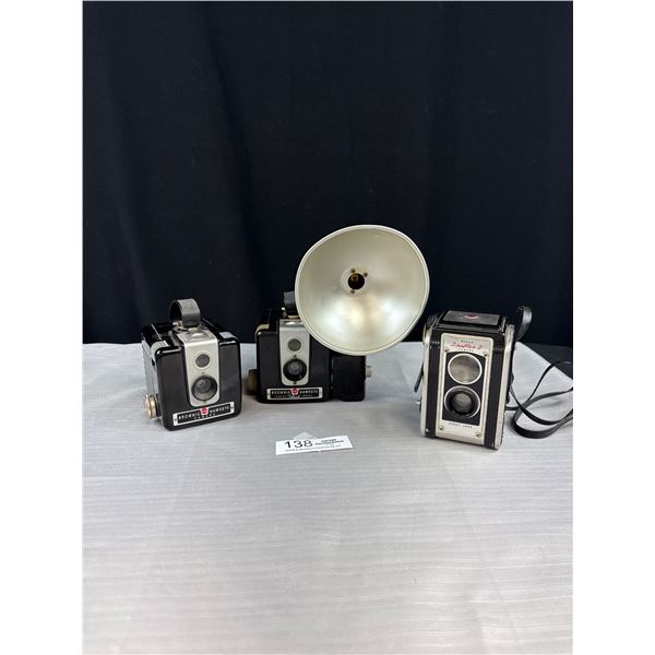 Lot of 3 Old Collectable Cameras Brownie, Kodak, etc.