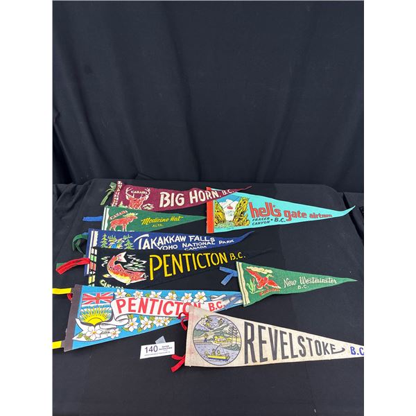 Lot of 8 Vintage Collectable Pennants From B.C. and Alberta