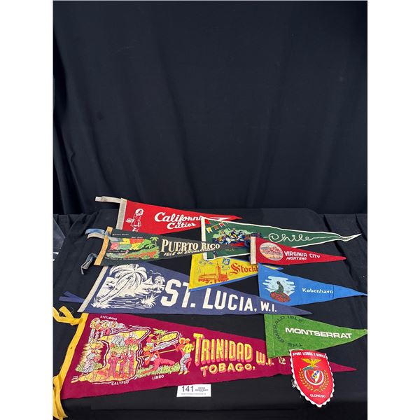 Lot of 10 Vintage Collectable Pennants