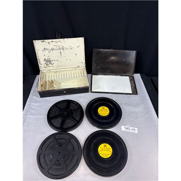 2 Hudson Bay Company Movie Reels + Metal Safe Box