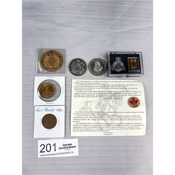 Nice Collectable Lot of Tokens, RCMP 125 Year Pin, Etc