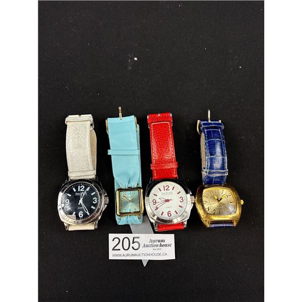 Vintage Solid Quality Designer "Joan Rivers" Leather Gold Plate Wrist Watches Need Batteries