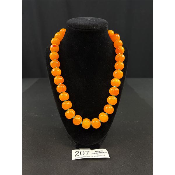 Vintage Amber Turqouise Bead Necklace C.1990s Very Nice Quality