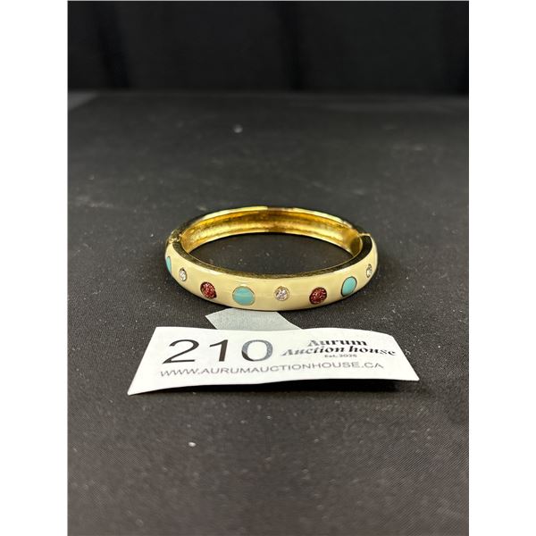 Vintage Classy Quality Gold Enamel Rhinestone Bangle
