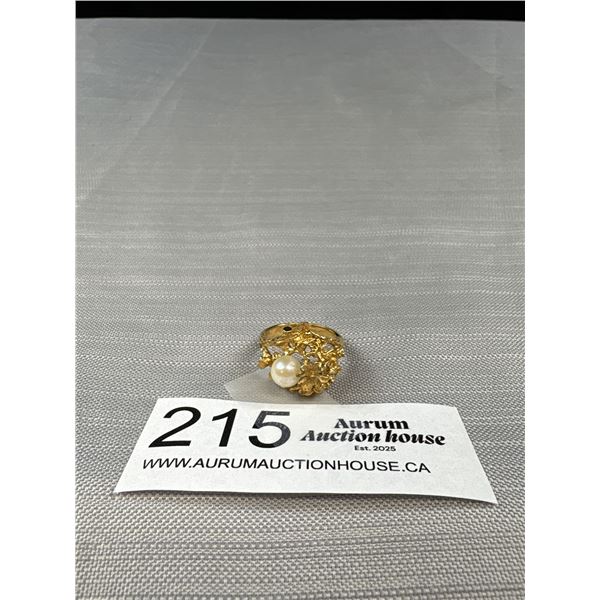 Vintage Gold Genuine Pearl 1970 Ring