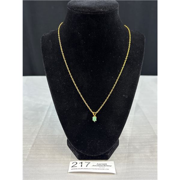 Vintage Gold Genuine Emerald Necklace