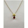 Image 2 : Vintage Designer Signed "Krementz" Gold Necklace Genuine Garnet Stone, Nice!