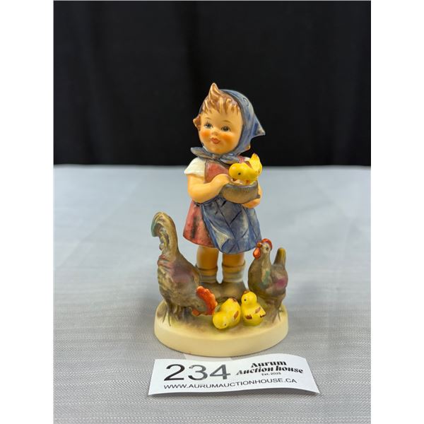 Vintage "Feeding Time" Chicken Hummel Figurine, Approx 5" Tall Made in Germany