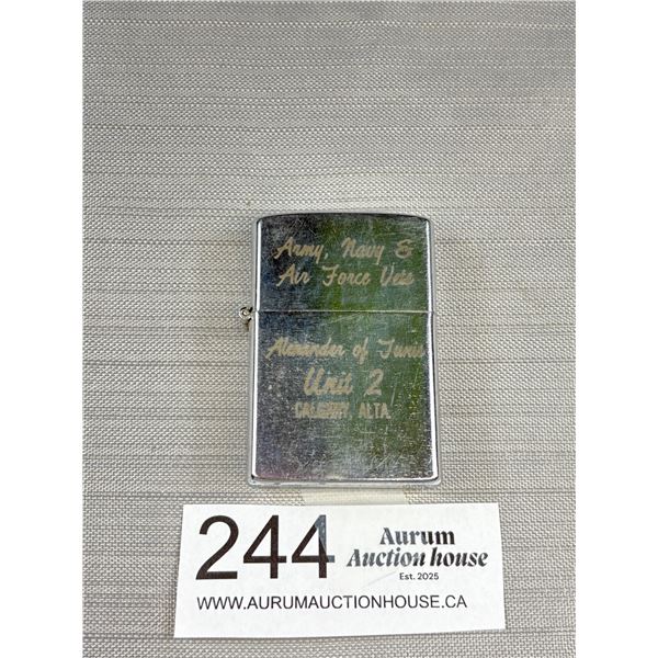 Vintage Army/Navy/Airforce Veterans of Unit 2 Alexander of Tonic Regiment Calgary Alberta Zippo Styl