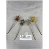Image 1 : 4 Ornate Metal Queens Crown Appetizer Picks, Each Approx 4.5" Long